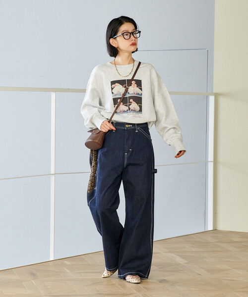 FREAK'S STORE(フリークスストア)の「Lee × FREAK'S STORE/リー 別注 WIDE PAINTER PANTS/別注 ワイド ペインターパンツ(デニムパンツ・レディース・オフホワイト/ブルー/ネイビー・SMALL/MEDIUM)」の6枚目の写真