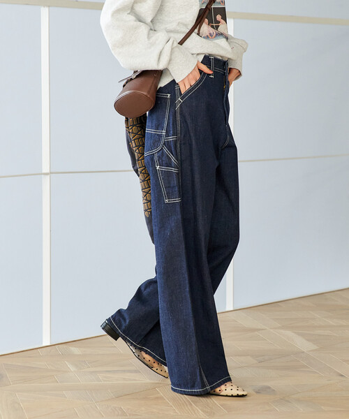 FREAK'S STORE(フリークスストア)の「Lee × FREAK'S STORE/リー 別注 WIDE PAINTER PANTS/別注 ワイド ペインターパンツ(デニムパンツ・レディース・オフホワイト/ブルー/ネイビー・SMALL/MEDIUM)」の15枚目の写真