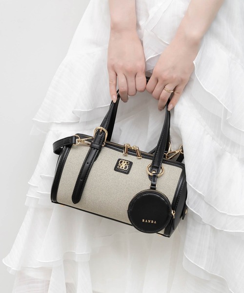 RANDA(ランダ)の「2WAY デザインベルトボストンバッグ(ハンドバッグ・レディース・ブラウン/アイボリー/ブラック・FREE)」の3枚目の写真
