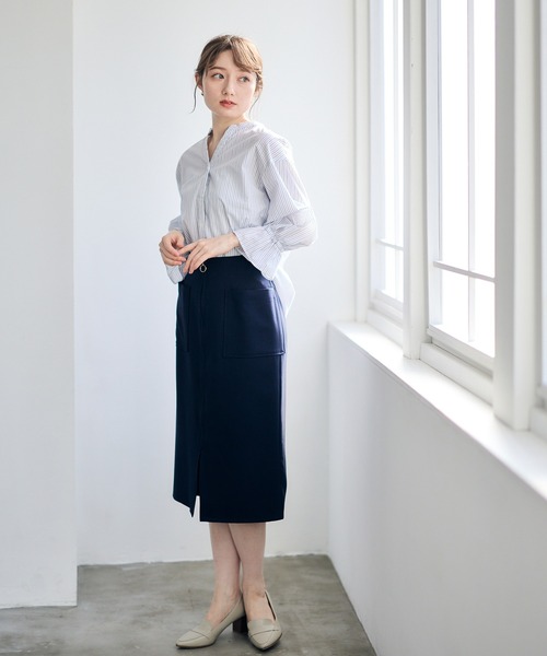 12Twelve Agenda（トゥエルブ　アジェンダ）の「ラメストライプキャンディスリーブシャツブラウス（シャツ/ブラウス・レディース・オフホワイト/イエロー/ブルー・M）」の14枚目の写真