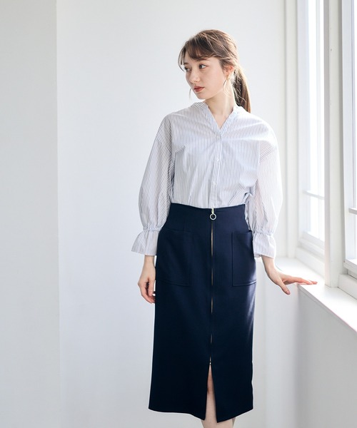 12Twelve Agenda（トゥエルブ　アジェンダ）の「ラメストライプキャンディスリーブシャツブラウス（シャツ/ブラウス・レディース・オフホワイト/イエロー/ブルー・M）」の11枚目の写真