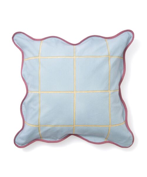 Francfranc(フランフラン)の「ウィンドウペンウェーブ クッションカバー 450×450 ブルー×ベージュ(101)(クッション/クッションカバー・レディース・ブルー・FREE)」の1枚目の写真