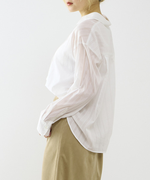 SOFFITTO（ソフィット）の「オーガニックコットンレースアップストライプブラウス（シャツ/ブラウス・レディース・ホワイト/ブラウン・FREE）」の20枚目の写真