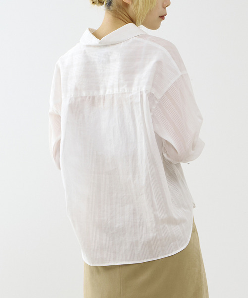 SOFFITTO（ソフィット）の「オーガニックコットンレースアップストライプブラウス（シャツ/ブラウス・レディース・ホワイト/ブラウン・FREE）」の21枚目の写真