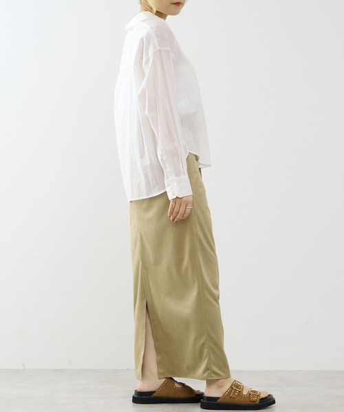 SOFFITTO（ソフィット）の「オーガニックコットンレースアップストライプブラウス（シャツ/ブラウス・レディース・ホワイト/ブラウン・FREE）」の3枚目の写真