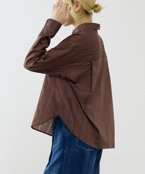 SOFFITTO（ソフィット）の「オーガニックコットンレースアップストライプブラウス（シャツ/ブラウス・レディース・ホワイト/ブラウン・FREE）」の12枚目の写真