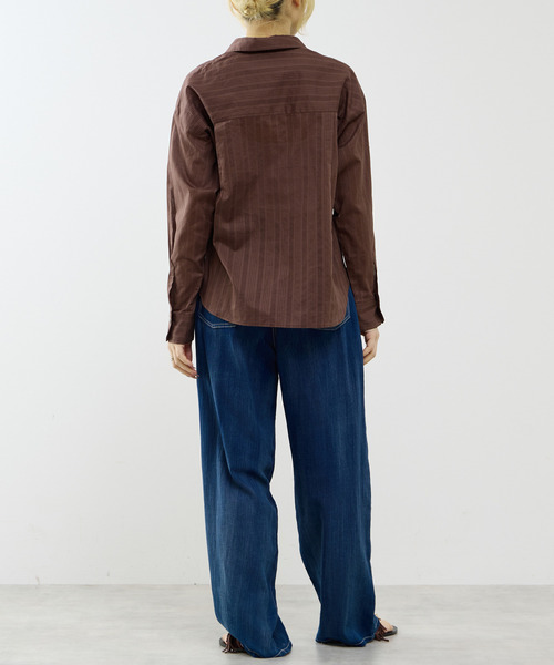 SOFFITTO（ソフィット）の「オーガニックコットンレースアップストライプブラウス（シャツ/ブラウス・レディース・ホワイト/ブラウン・FREE）」の17枚目の写真