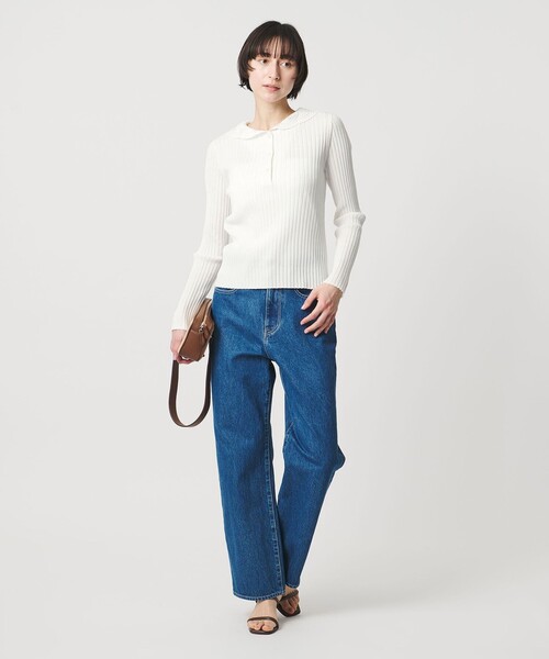 UNITED ARROWS（ユナイテッドアローズ）の「セーラー エンブロイダリー リブニット ‐ウォッシャブル‐（ニット/セーター・レディース・オフホワイト/ネイビー・FREE）」の8枚目の写真