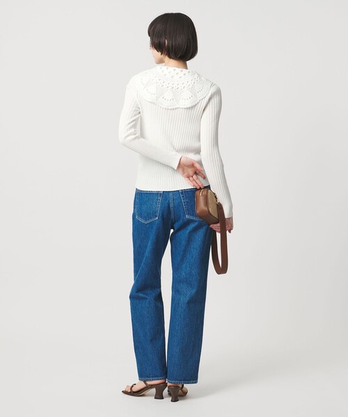 UNITED ARROWS（ユナイテッドアローズ）の「セーラー エンブロイダリー リブニット ‐ウォッシャブル‐（ニット/セーター・レディース・オフホワイト/ネイビー・FREE）」の9枚目の写真