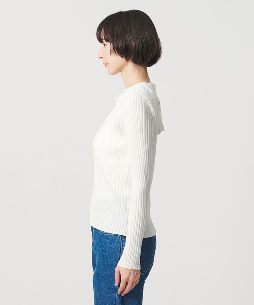 UNITED ARROWS（ユナイテッドアローズ）の「セーラー エンブロイダリー リブニット ‐ウォッシャブル‐（ニット/セーター・レディース・オフホワイト/ネイビー・FREE）」の11枚目の写真