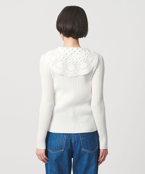 UNITED ARROWS（ユナイテッドアローズ）の「セーラー エンブロイダリー リブニット ‐ウォッシャブル‐（ニット/セーター・レディース・オフホワイト/ネイビー・FREE）」の12枚目の写真