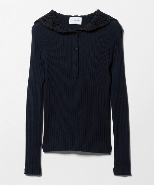 UNITED ARROWS（ユナイテッドアローズ）の「セーラー エンブロイダリー リブニット ‐ウォッシャブル‐（ニット/セーター・レディース・オフホワイト/ネイビー・FREE）」の13枚目の写真
