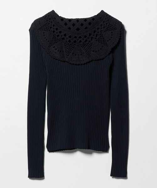 UNITED ARROWS（ユナイテッドアローズ）の「セーラー エンブロイダリー リブニット ‐ウォッシャブル‐（ニット/セーター・レディース・オフホワイト/ネイビー・FREE）」の14枚目の写真