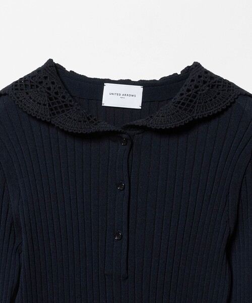 UNITED ARROWS（ユナイテッドアローズ）の「セーラー エンブロイダリー リブニット ‐ウォッシャブル‐（ニット/セーター・レディース・オフホワイト/ネイビー・FREE）」の15枚目の写真