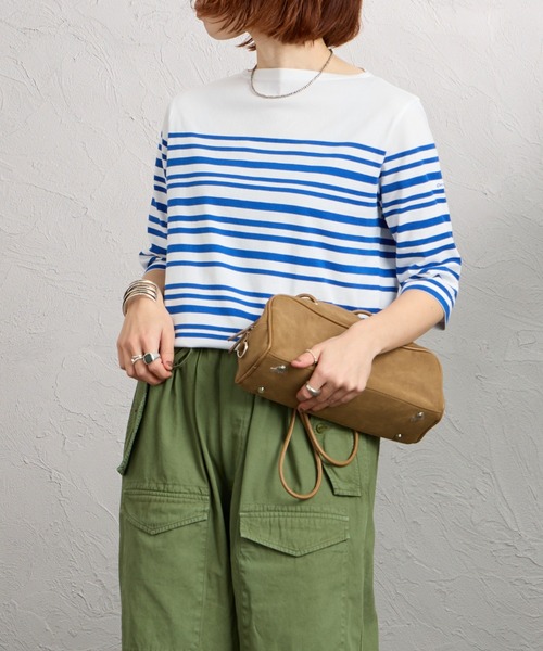 ORCIVAL（オーシバル）の「[ORCIVAL/オーシバル] ボートネック 5分袖ボーダーカットソー（Tシャツ/カットソー・レディース・ブルー・2）」の3枚目の写真