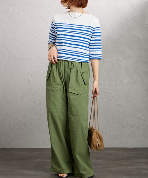 ORCIVAL（オーシバル）の「[ORCIVAL/オーシバル] ボートネック 5分袖ボーダーカットソー（Tシャツ/カットソー・レディース・ブルー・2）」の5枚目の写真