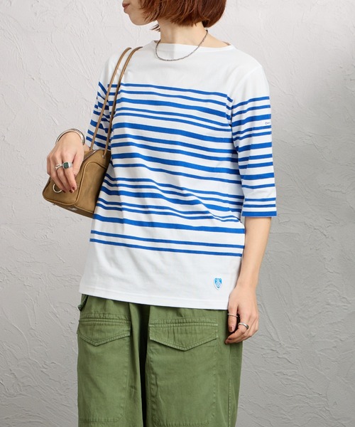 ORCIVAL（オーシバル）の「[ORCIVAL/オーシバル] ボートネック 5分袖ボーダーカットソー（Tシャツ/カットソー・レディース・ブルー・2）」の7枚目の写真