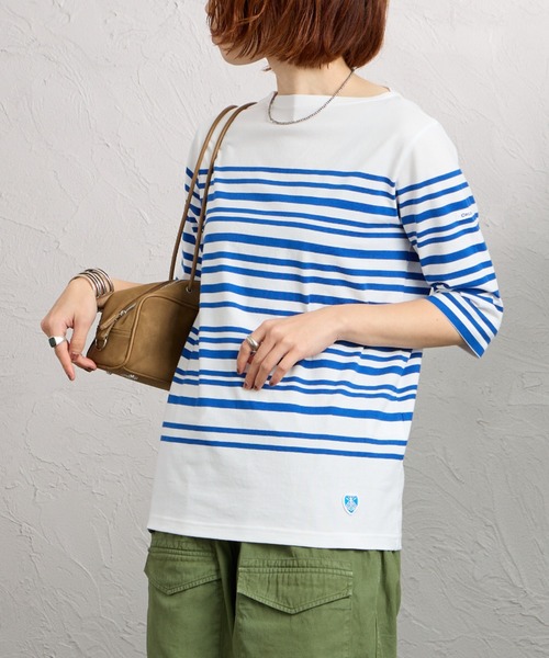 ORCIVAL（オーシバル）の「[ORCIVAL/オーシバル] ボートネック 5分袖ボーダーカットソー（Tシャツ/カットソー・レディース・ブルー・2）」の8枚目の写真