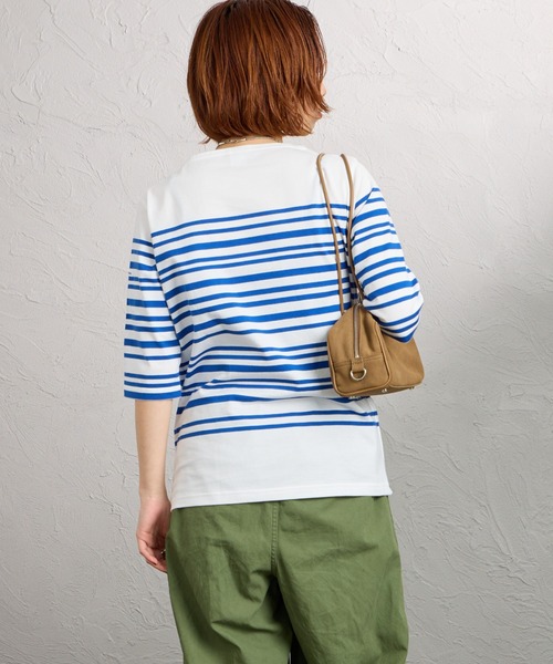 ORCIVAL（オーシバル）の「[ORCIVAL/オーシバル] ボートネック 5分袖ボーダーカットソー（Tシャツ/カットソー・レディース・ブルー・2）」の10枚目の写真