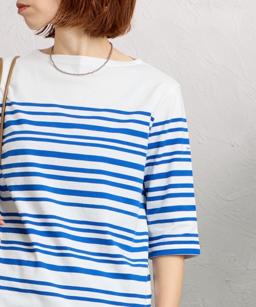 ORCIVAL（オーシバル）の「[ORCIVAL/オーシバル] ボートネック 5分袖ボーダーカットソー（Tシャツ/カットソー・レディース・ブルー・2）」の11枚目の写真