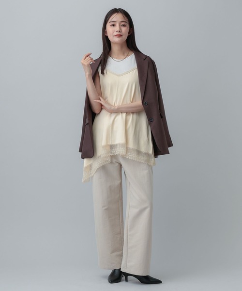 GLOBAL WORK（グローバルワーク）の「MATINEE LINE/アシメニットキャミチュニック/640374（ニット/セーター・レディース・ブラック/ライトベージュ・MEDIUM/LARGE）」の3枚目の写真