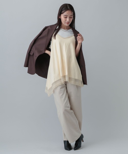 GLOBAL WORK（グローバルワーク）の「MATINEE LINE/アシメニットキャミチュニック/640374（ニット/セーター・レディース・ブラック/ライトベージュ・MEDIUM/LARGE）」の4枚目の写真