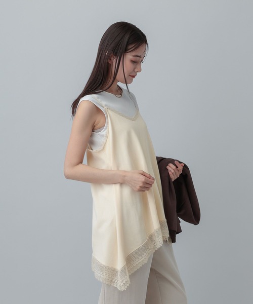 GLOBAL WORK（グローバルワーク）の「MATINEE LINE/アシメニットキャミチュニック/640374（ニット/セーター・レディース・ブラック/ライトベージュ・MEDIUM/LARGE）」の6枚目の写真