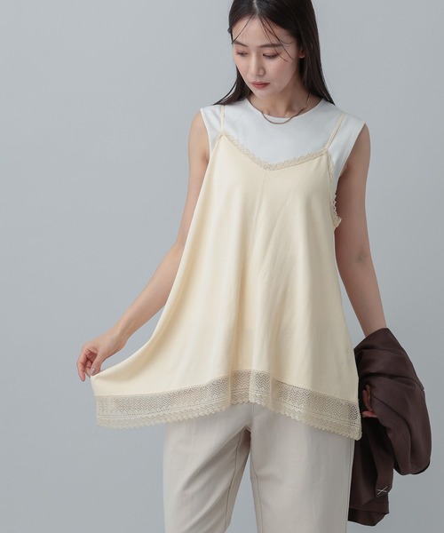 GLOBAL WORK（グローバルワーク）の「MATINEE LINE/アシメニットキャミチュニック/640374（ニット/セーター・レディース・ブラック/ライトベージュ・MEDIUM/LARGE）」の7枚目の写真