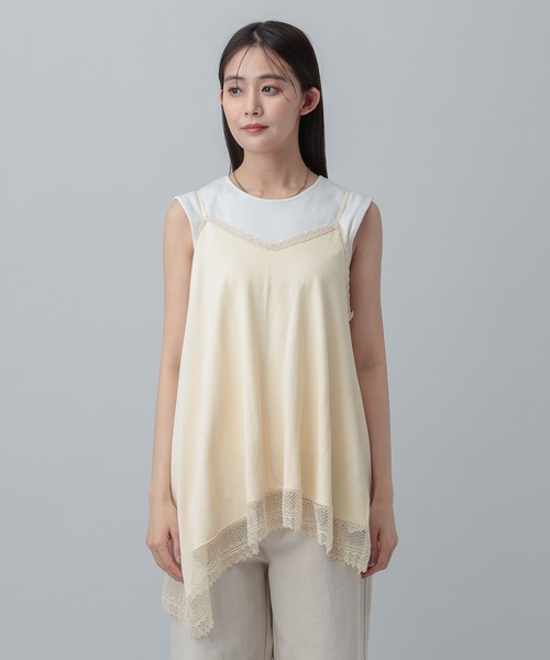 GLOBAL WORK（グローバルワーク）の「MATINEE LINE/アシメニットキャミチュニック/640374（ニット/セーター・レディース・ブラック/ライトベージュ・MEDIUM/LARGE）」の14枚目の写真