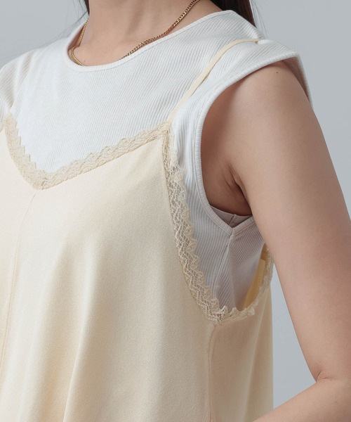 GLOBAL WORK（グローバルワーク）の「MATINEE LINE/アシメニットキャミチュニック/640374（ニット/セーター・レディース・ブラック/ライトベージュ・MEDIUM/LARGE）」の19枚目の写真