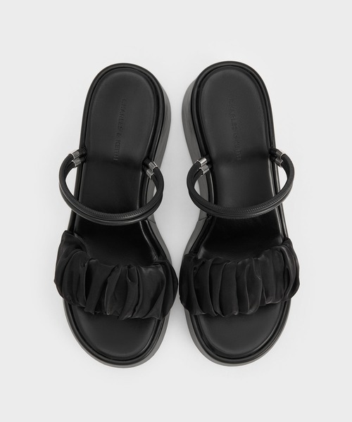 CHARLES & KEITH(チャールズ & キース)の「ルーシュドストラップ プラットフォームウェッジ(サンダル・レディース・ブラック系その他2/ホワイト・25.5cm/25cm/24.5cm/23.5cm/23cm/22.5cm)」の10枚目の写真