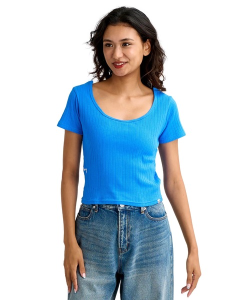 BILLABONG（ビラボン）の「BILLABONG ウィメンズ 2WAY BABY FIT RIB TE  【2026年春夏モデル】/ビラボンリブトップス（Tシャツ/カットソー・レディース・アイボリー/ブルー系その他/オフホワイト・MEDIUM）」の15枚目の写真