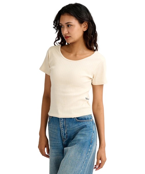 BILLABONG（ビラボン）の「BILLABONG ウィメンズ 2WAY BABY FIT RIB TE  【2026年春夏モデル】/ビラボンリブトップス（Tシャツ/カットソー・レディース・アイボリー/ブルー系その他/オフホワイト・MEDIUM）」の8枚目の写真
