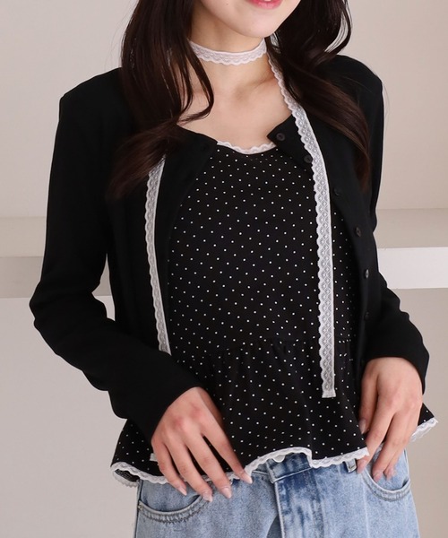 archives（アルシーヴ）の「チョーカー付ドットアソートフリルカットアンサンブル（アンサンブル・レディース・ネイビー/オフホワイト/グレー/ブラック・MEDIUM）」の2枚目の写真