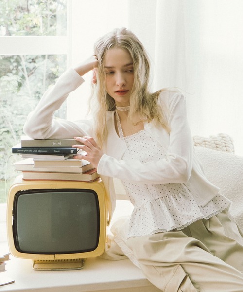 archives（アルシーヴ）の「チョーカー付ドットアソートフリルカットアンサンブル（アンサンブル・レディース・ネイビー/オフホワイト/グレー/ブラック・MEDIUM）」の5枚目の写真