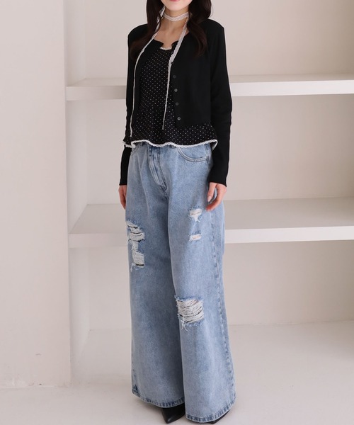 archives（アルシーヴ）の「チョーカー付ドットアソートフリルカットアンサンブル（アンサンブル・レディース・ネイビー/オフホワイト/グレー/ブラック・MEDIUM）」の15枚目の写真