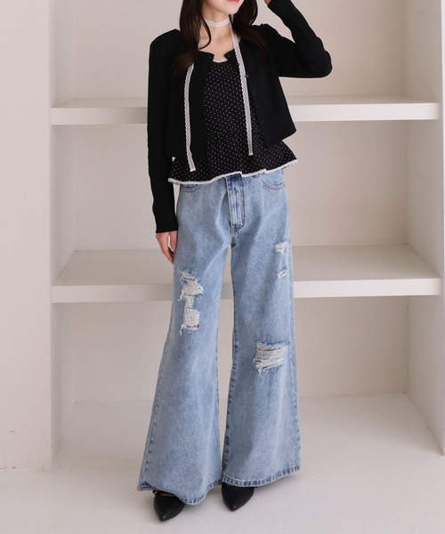 archives（アルシーヴ）の「チョーカー付ドットアソートフリルカットアンサンブル（アンサンブル・レディース・ネイビー/オフホワイト/グレー/ブラック・MEDIUM）」の14枚目の写真