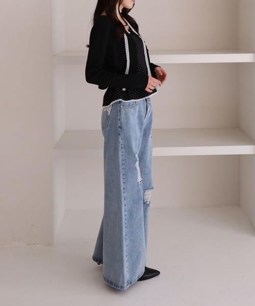 archives（アルシーヴ）の「チョーカー付ドットアソートフリルカットアンサンブル（アンサンブル・レディース・ネイビー/オフホワイト/グレー/ブラック・MEDIUM）」の16枚目の写真