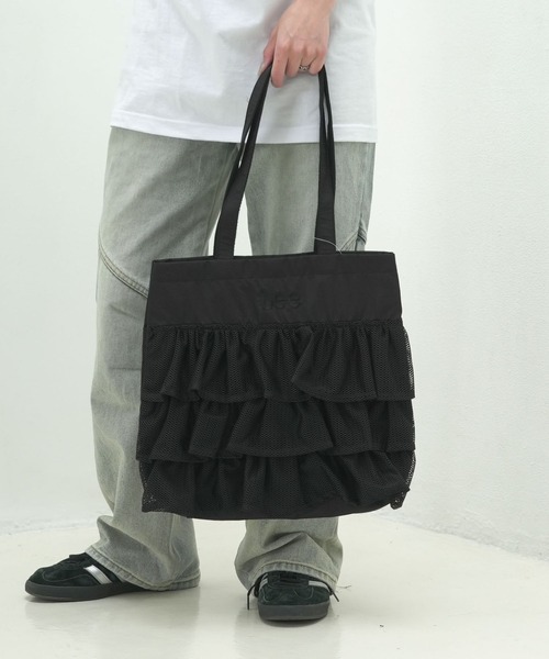 Lee（リー）の「【LEE/リー】【夏を彩る涼感メッシュ】メッシュフリル トートバッグ 大人可愛い 透け感 シアー素材（トートバッグ・レディース・ブラック/ホワイト・FREE）」の10枚目の写真