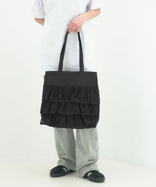 Lee（リー）の「【LEE/リー】【夏を彩る涼感メッシュ】メッシュフリル トートバッグ 大人可愛い 透け感 シアー素材（トートバッグ・レディース・ブラック/ホワイト・FREE）」の11枚目の写真