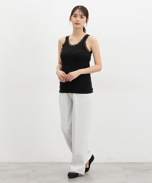 Honeys(ハニーズ)の「【UVカット・吸水速乾】カップ付レースタンク(タンクトップ・レディース・オフホワイト/ピンク系その他/ブラック・L/LL/M/S)」の7枚目の写真