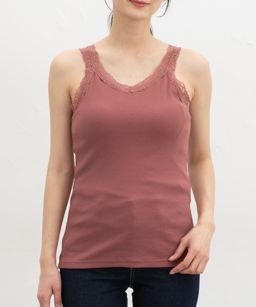 Honeys(ハニーズ)の「【UVカット・吸水速乾】カップ付レースタンク(タンクトップ・レディース・オフホワイト/ピンク系その他/ブラック・L/LL/M/S)」の10枚目の写真