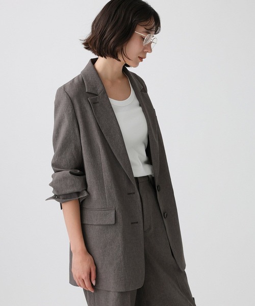 BABYLONE(バビロン)の「リネンライクシャンタンクロスジャケット(テーラードジャケット・レディース・チャコール/ベージュ・フリー)」の4枚目の写真