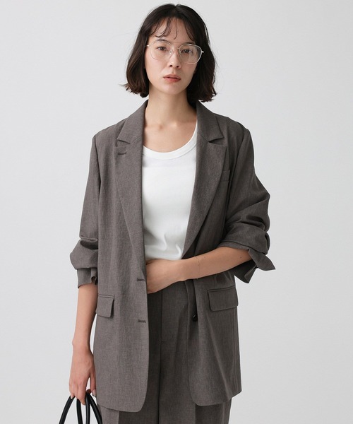BABYLONE(バビロン)の「リネンライクシャンタンクロスジャケット(テーラードジャケット・レディース・チャコール/ベージュ・フリー)」の3枚目の写真