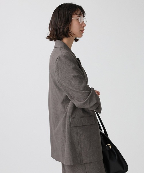 BABYLONE(バビロン)の「リネンライクシャンタンクロスジャケット(テーラードジャケット・レディース・チャコール/ベージュ・フリー)」の5枚目の写真