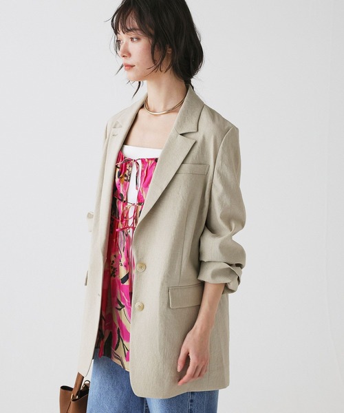 BABYLONE(バビロン)の「リネンライクシャンタンクロスジャケット(テーラードジャケット・レディース・チャコール/ベージュ・フリー)」の11枚目の写真