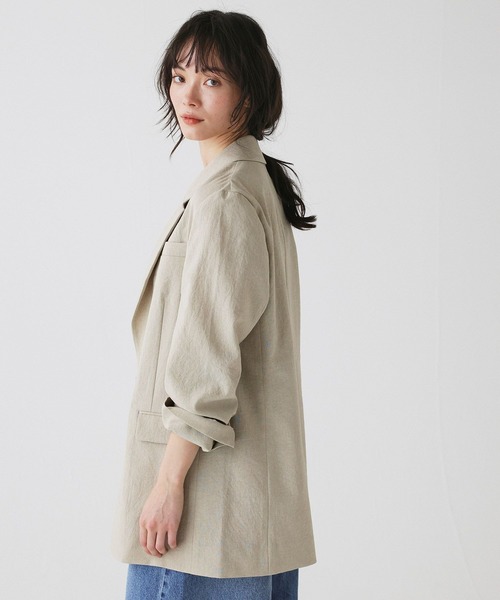 BABYLONE(バビロン)の「リネンライクシャンタンクロスジャケット(テーラードジャケット・レディース・チャコール/ベージュ・フリー)」の12枚目の写真