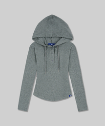 DOLPHIN WAVE APPAREL（ドルフィンウェーブアパレル）の「ドルフィンリブスリムヘンリーネックフードパーカー メランジグレー（パーカー）」