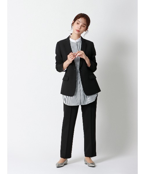 SUIT SQUARE（スーツスクエア）の「みんなのスーツ ピンタックストレートパンツ ウォッシャブル PRESTIGE TECHNOLOGY（スラックス・レディース・ブラック・L/M/S）」の2枚目の写真