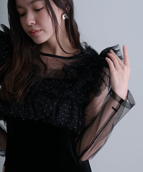 atlo(アトロ)の「ミモレ丈&袖あり フォーマル ボリュームラッフル Iライン レイヤード チュール インナーセレモニー 結婚式 二次会 パーティー ドレス オケージョンドレス お呼ばれ 同窓会 成人式 (ドレス・レディース・ダークブラウン/チャコール/ベージュ/ブラック/ベージュ系その他/ブラウン/ブラック系・M/L/S)」の15枚目の写真